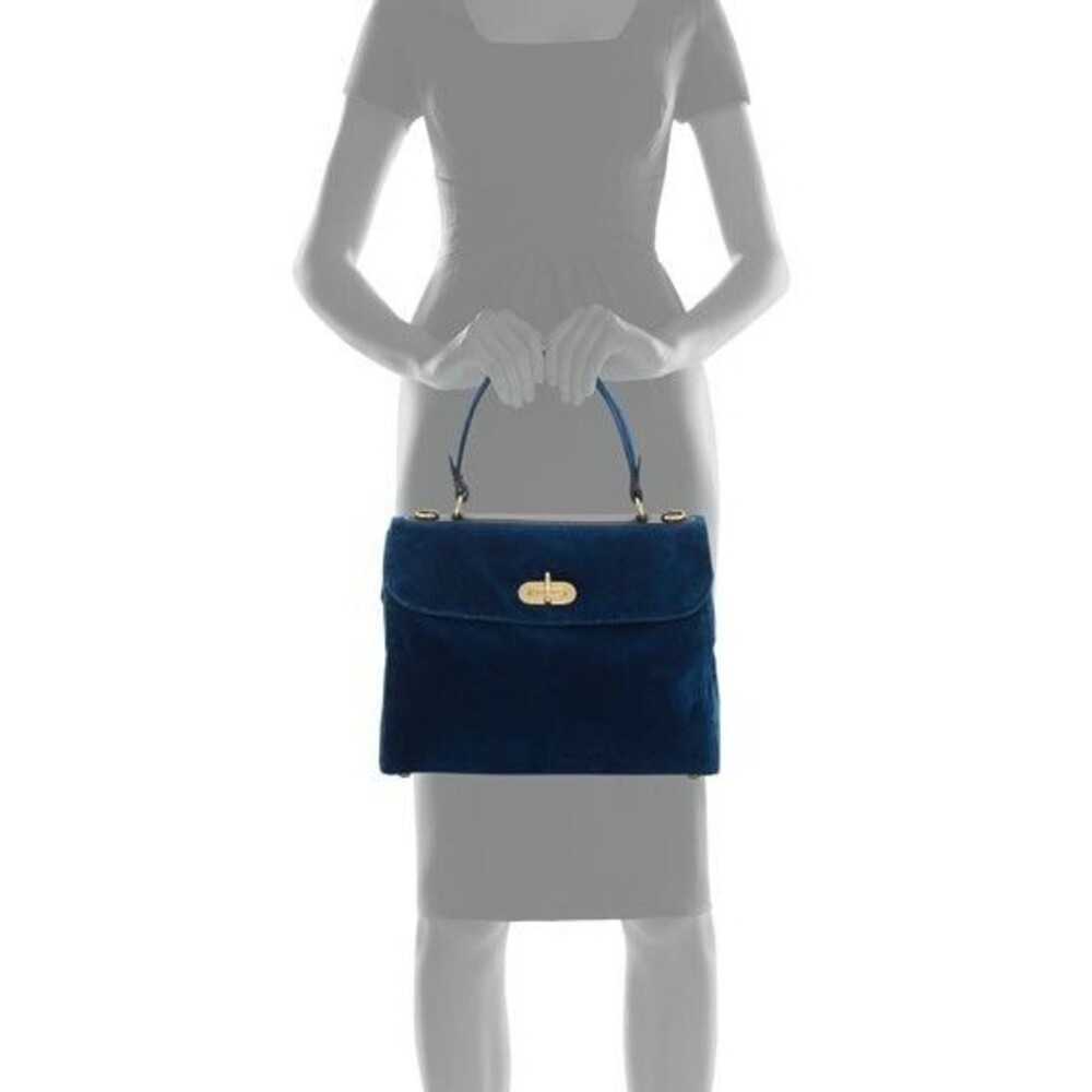 Ralph Lauren Tiffin 33 Velvet Top-Handle Bag, Prussian Blue, NWT - Picture 16 of 16
